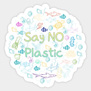 say no plastic,animal protection,protection of the environment Sticker